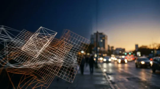 Vue abstraite symbolisant le calcul algorithmique de l'assurance automobile selon la localisation
