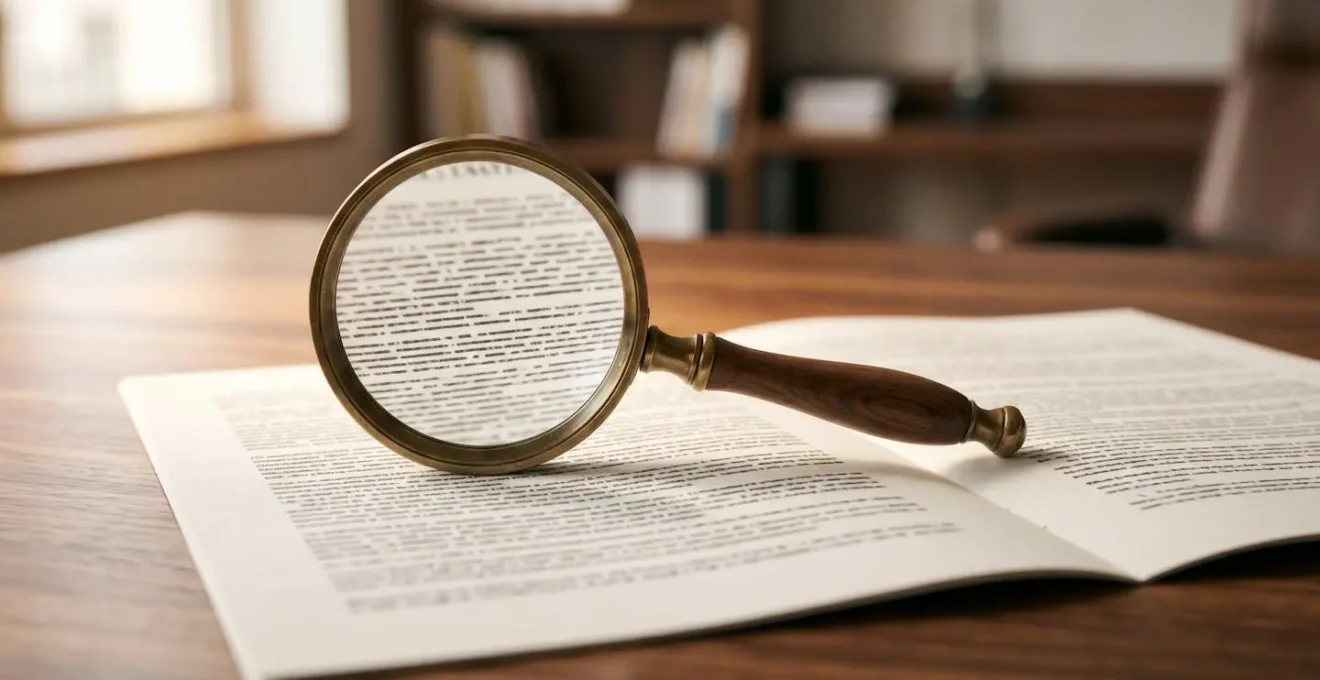 Document de contrat d'assurance automobile avec loupe révélant les clauses en petits caractères