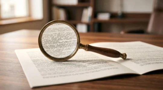 Document de contrat d'assurance automobile avec loupe révélant les clauses en petits caractères