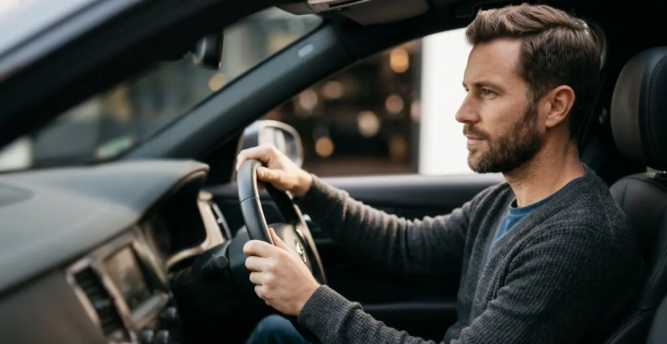 Conducteur responsable au volant adoptant des mesures de sécurité pour réduire sa prime d'assurance auto
